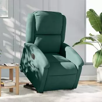 vidaXL Relaxsessel mit Aufstehhilfe, elektrisch, dunkelgr&uuml;n, Samt (3204324)