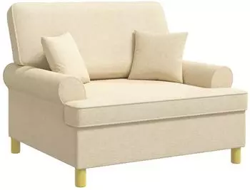 vidaXL Sessel mit Kissen, creme, Stoff