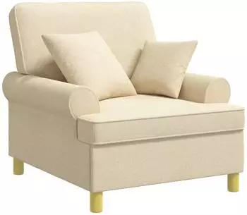 vidaXL XL-Sessel mit Kissen, Stoff, creme