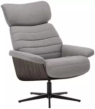 MCA Furniture ULLA Loungesessel mit Hocker, grau, Stoffbezug, Eiche Nachbildung