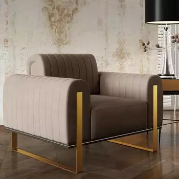 Selsey Parissa Sessel, Samt, beige, goldene F&uuml;&szlig;e