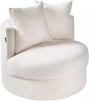 Beliani DALBY Drehsessel, Boucl&eacute;, wei&szlig;