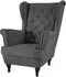 Beautysofa Falco Chesterfield-Sessel Webstoff anthrazit, Wenge-Holzbeine (Raven18)