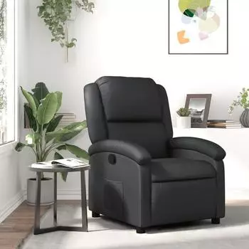 vidaXL Relaxsessel Echtleder, schwarz (3205920)