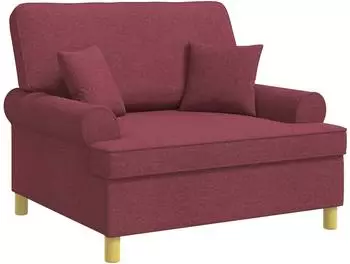 vidaXL Sessel mit Kissen, weinrot, Stoff