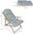 HomCom Relaxsessel klappbar, Polsterung, Buchenholz, hellgrau, 71x89x96cm