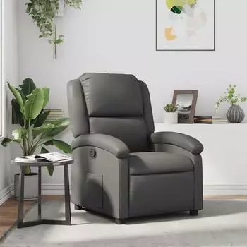 vidaXL Relaxsessel, manuell verstellbar, Kunstleder, grau (371778)