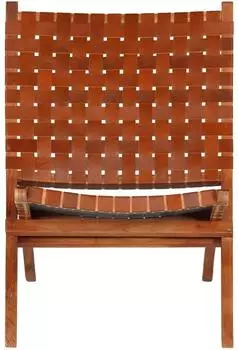 vidaXL Relaxstuhl klappbar, Echtleder, Kreuzstreifen braun (246365)