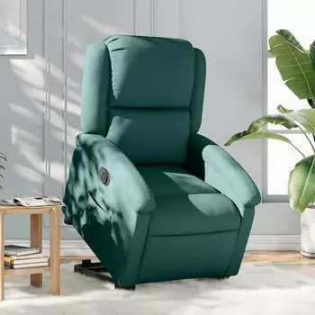 vidaXL Relaxsessel mit elektrischer Aufstehhilfe, dunkelgr&uuml;n, Stoff (3204194)