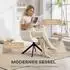 HomCom Drehbarer Loungesessel mit Armlehne, Wolle-Leinenoptik, cremeweiß