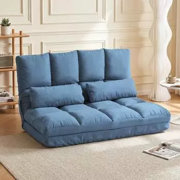 HomCom Bodenstuhl 2-in-1 mit verstellbarer R&uuml;ckenlehne, blau (800000745021)