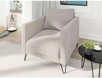 S-Style Möbel Harmony Sessel Chenille-Stoff, taupe, schwarze Metallfüße (800000872776)