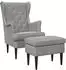 vidaXL Sessel mit Fußhocker, 2 Stk., hellgrau, Samt (3418820)