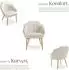 TecTake Hellen Cocktailsessel gepolstert, Samtbezug, creme/gold