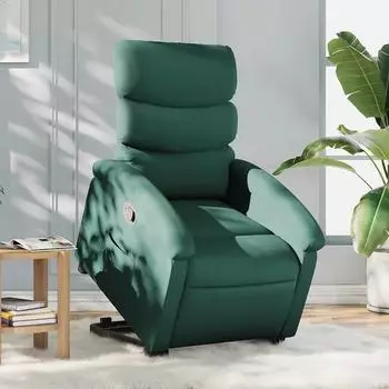 vidaXL Relaxsessel mit Aufstehhilfe, dunkelgr&uuml;n, Stoff (3203984)