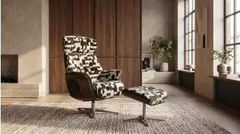 Kawola TOSAR Relaxsessel drehbar, Stoff, grün, mit Hocker (KA182134F1)