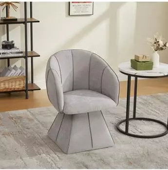 OKWISH Drehsessel mit hoher R&uuml;ckenlehne, Chenille-Stoff, grau