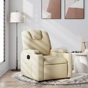 vidaXL Relaxsessel mit Liegefunktion, Stoff, creme (372374)