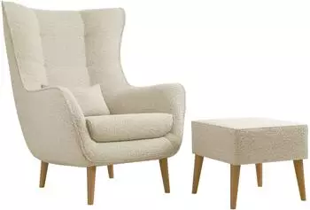 Mirjan24 Estjano Boucle Sessel mit Fu&szlig;bank, Buche, naturfarben (800001471832)