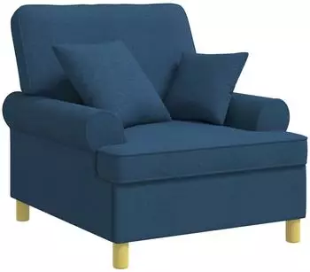 vidaXL XL-Sessel mit Kissen, blau, Stoff