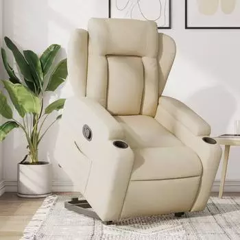 vidaXL Relaxsessel mit Aufstehhilfe, Stoff, creme (3204491)
