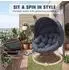 Comhoma Papasan-Sessel drehbar mit rundem Kissen, Rattan, grau