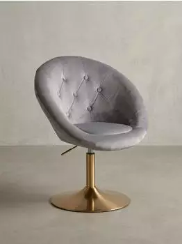 KADIMA DESIGN Adda Loungesessel Chesterfield-Stil, Samtbezug, grau, 360&deg; Drehfunktion