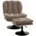 HomCom Loungesessel 360° drehbar mit höhenverstellbarem Hocker, Samtoptik, braun