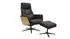 Kawola VANITAS Relaxsessel Drehsessel, Leder schwarz, mit Hocker (KA476131L1)