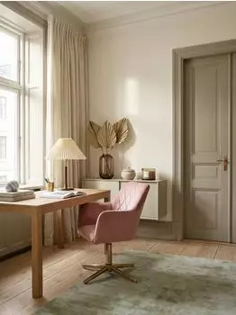 KADIMA DESIGN Drehsessel Samt, Rautensteppung, rosa, goldener Sternfu&szlig;, h&ouml;henverstellbar