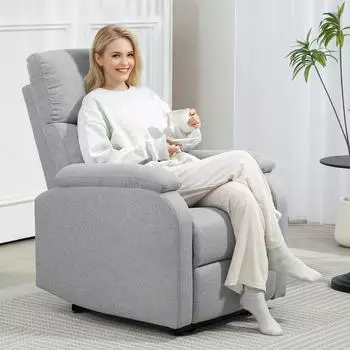 HomCom Relaxsessel mit LIegefunktion in Leinenoptik grau (800000955806)
