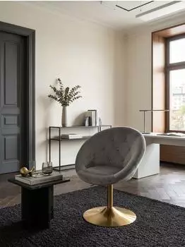 KADIMA DESIGN Loungesessel Samt, drehbar, grau/gold
