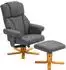 HomCom Relaxsessel mit Liegefunktion und Hocker grau (DE83B-111V00CG0431)