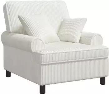 vidaXL XL-Sessel mit Kissen, 1,5-Linien-Stoff, creme