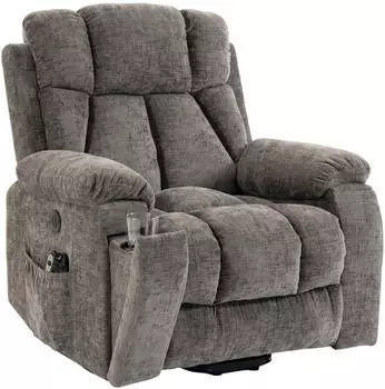 HomCom Aufsteh-Relaxsessel elektrisch mit Massage & Wärme, dunkelgrau (713-219V90CG)