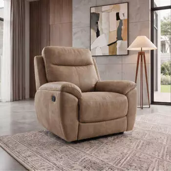 Beautysofa DOLCE Relaxsessel mit Fu&szlig;st&uuml;tze, sandfarben, Velours (800001618334)
