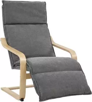 HomCom Loungesessel mit Fußstütze, Leinenoptik, dunkelgrau