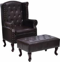 vidaXL Sessel mit Fu&szlig;hocker Dunkelbraun Kunstleder