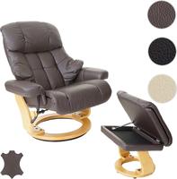Robas Lund MCA Relaxsessel Calgary XXL, TV-Sessel Hocker, Echtleder 180kg belastbar ~