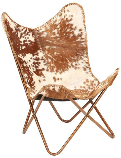 vidaXL Butterfly Chair Leather Brown/White