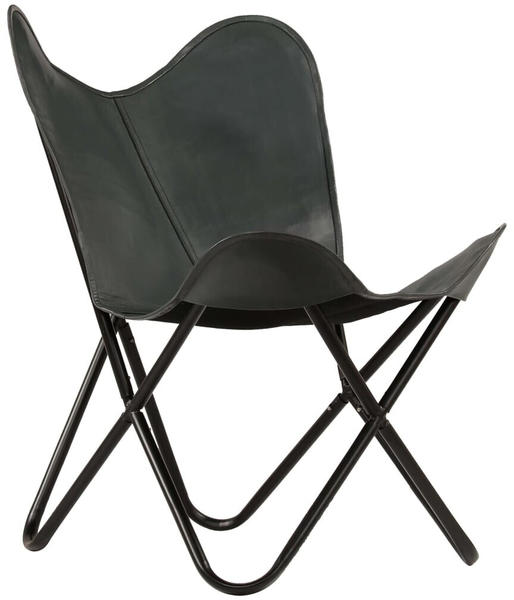 vidaXL Butterfly Chair Leather Dark Grey