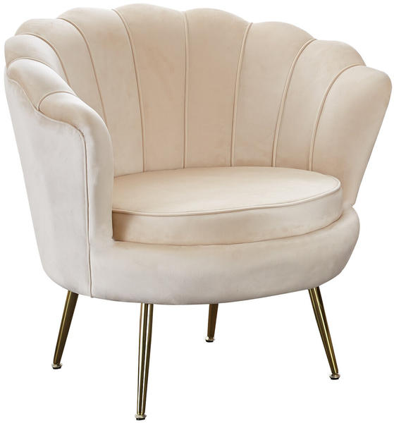 SalesFever Muschelsessel Clam Samtoptik beige gold