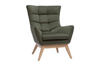 Miliboo - Skandinavischer Sessel Mit Samteffekt In Khaki Und Holz Brody