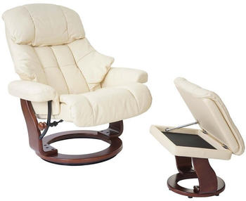 MCA Furniture Windsor XXL Echtleder creme/Walnuss-Optik (62311)
