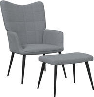 vidaXL Relaxsessel mit Hocker Hellgrau Stoff