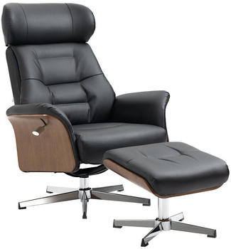 HomCom Relaxsessel mit Hocker 360° 108x84x80 cm schwarz