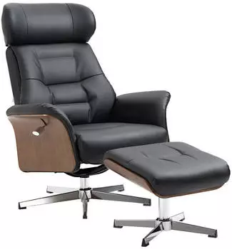 HomCom Relaxsessel mit Hocker 360&deg; 108x84x80 cm schwarz