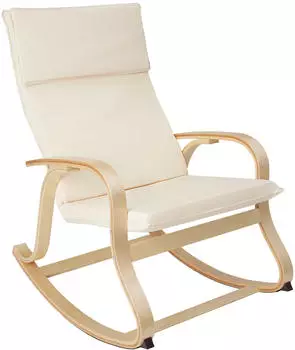TecTake Schaukelstuhl Roca Birkenholz beige