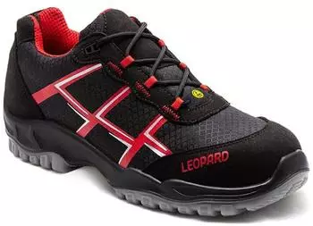 Leopard Safety Shoes S1 ESD EN 20345 schwarz/rot