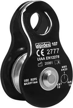 Alpidex Mobile Pulley Seilrolle 20kN, EN12278, bis 11mm (9670_black)